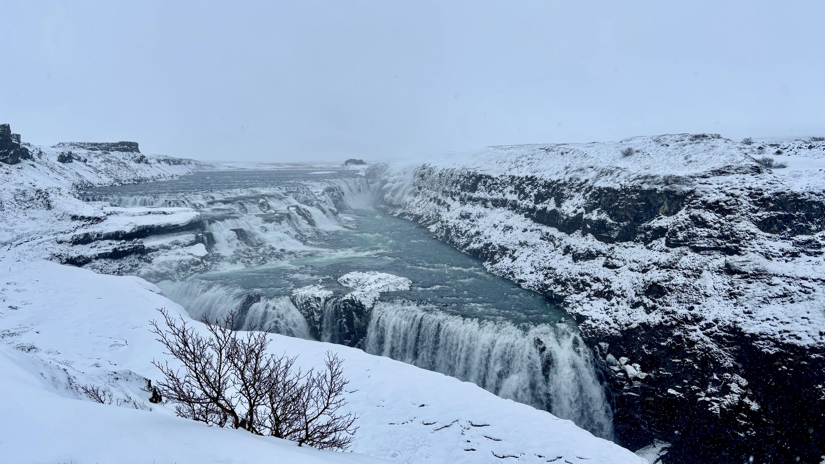 Waterfall with snow and ice