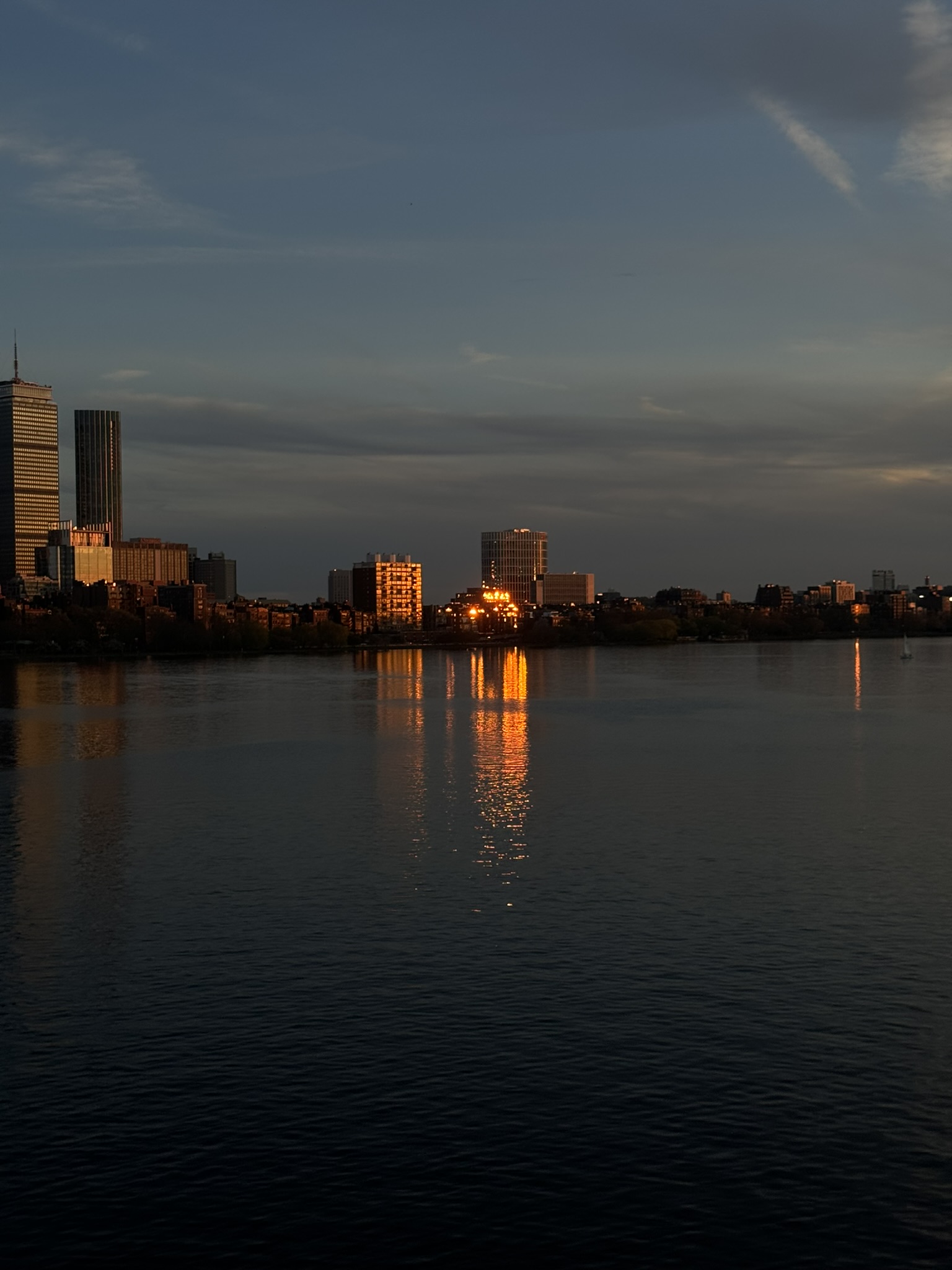 Cambridge skyline view during sunset.
