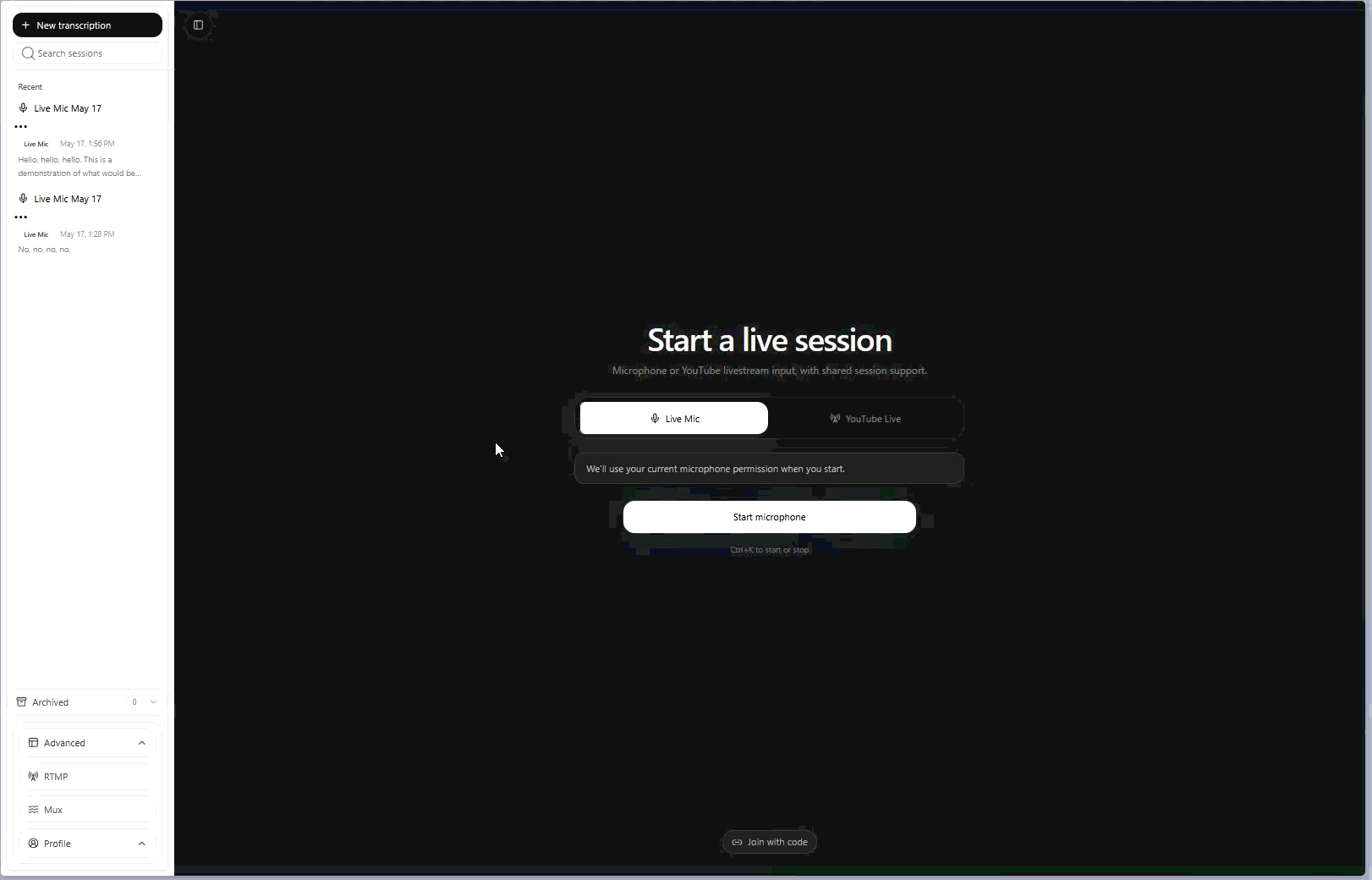 Salomon Transcribe live transcription app preview